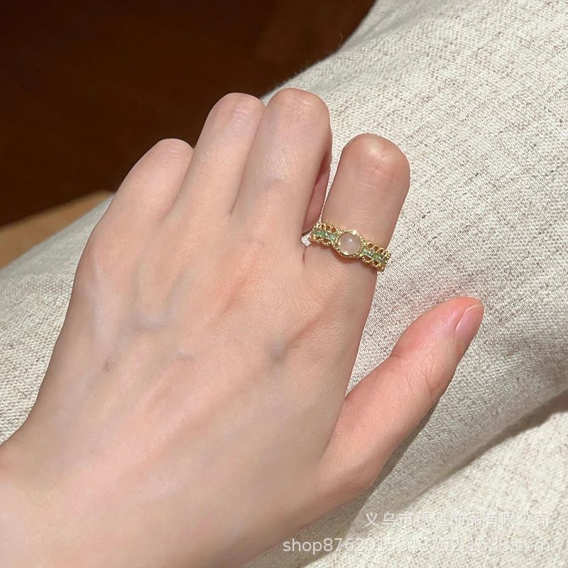 Green series stackable women's ring