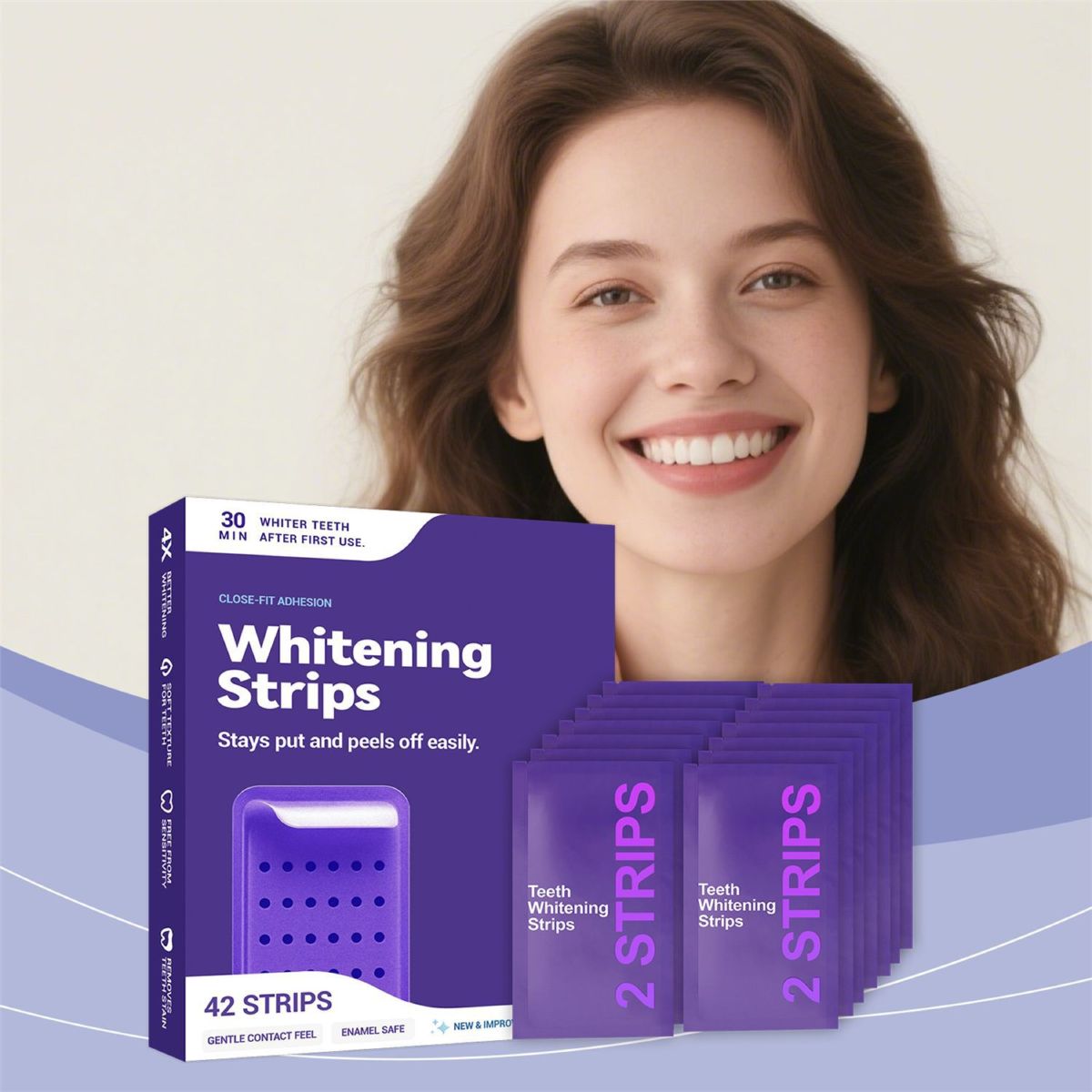 Dr. Dent teeth whitening strips, purple