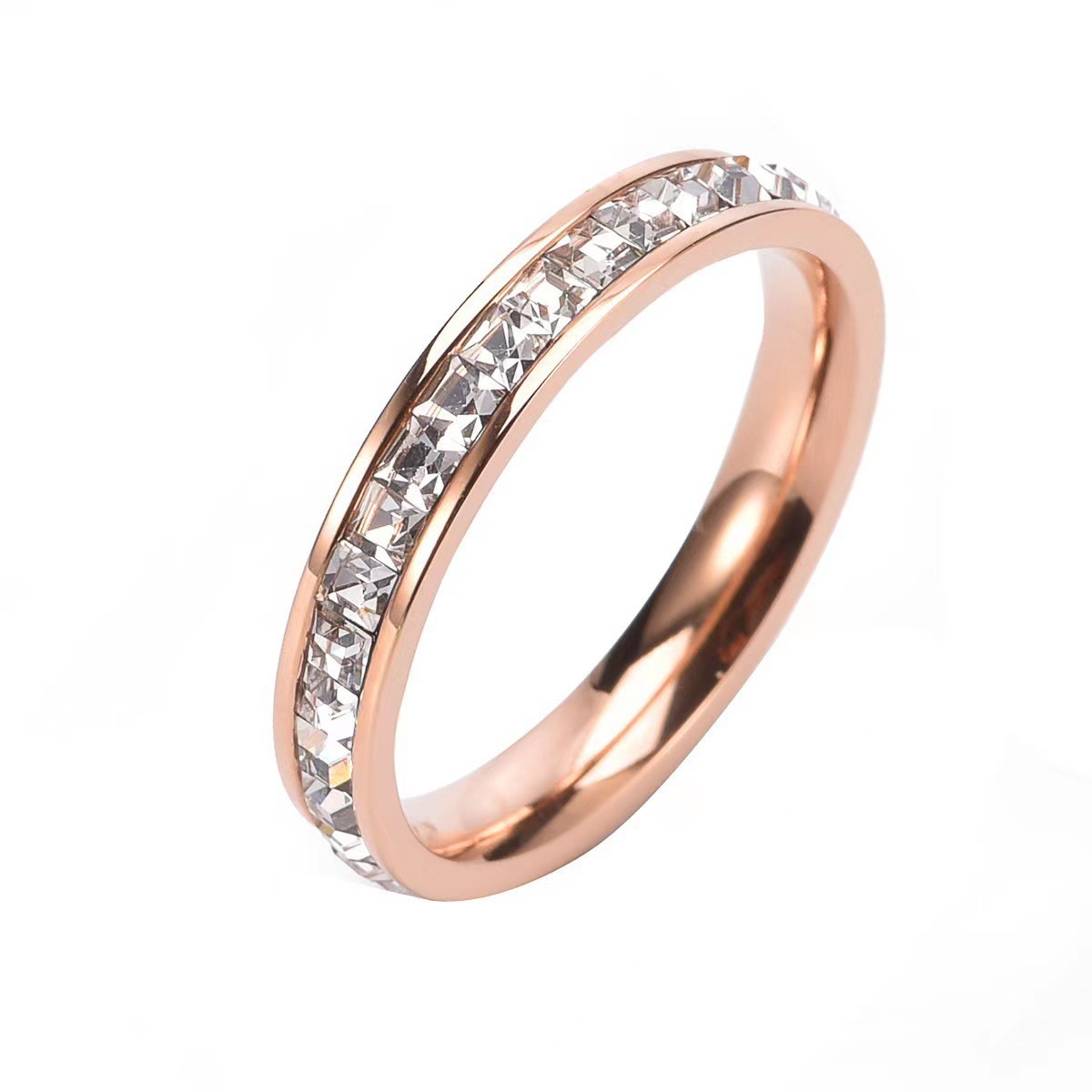 Titanium steel star ring zircon couple matching rings