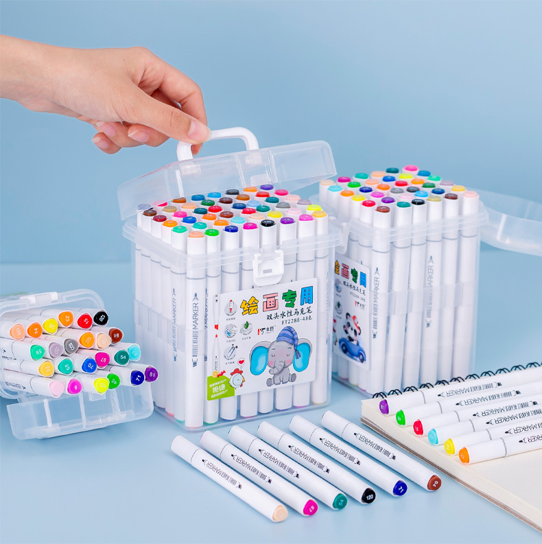 Double-ended marker pen set 12 colours washable