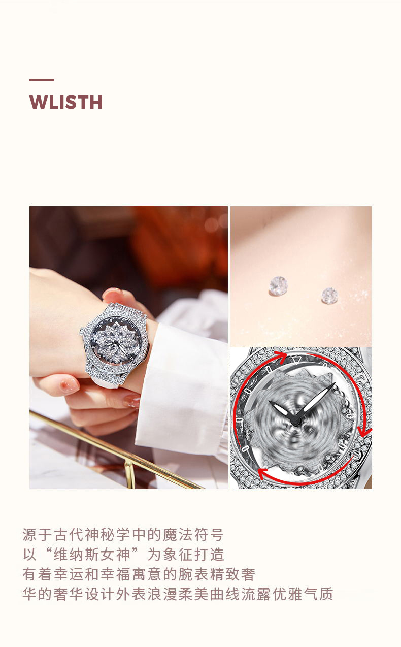 Women's Watch Large Dial Waterproof Star Design