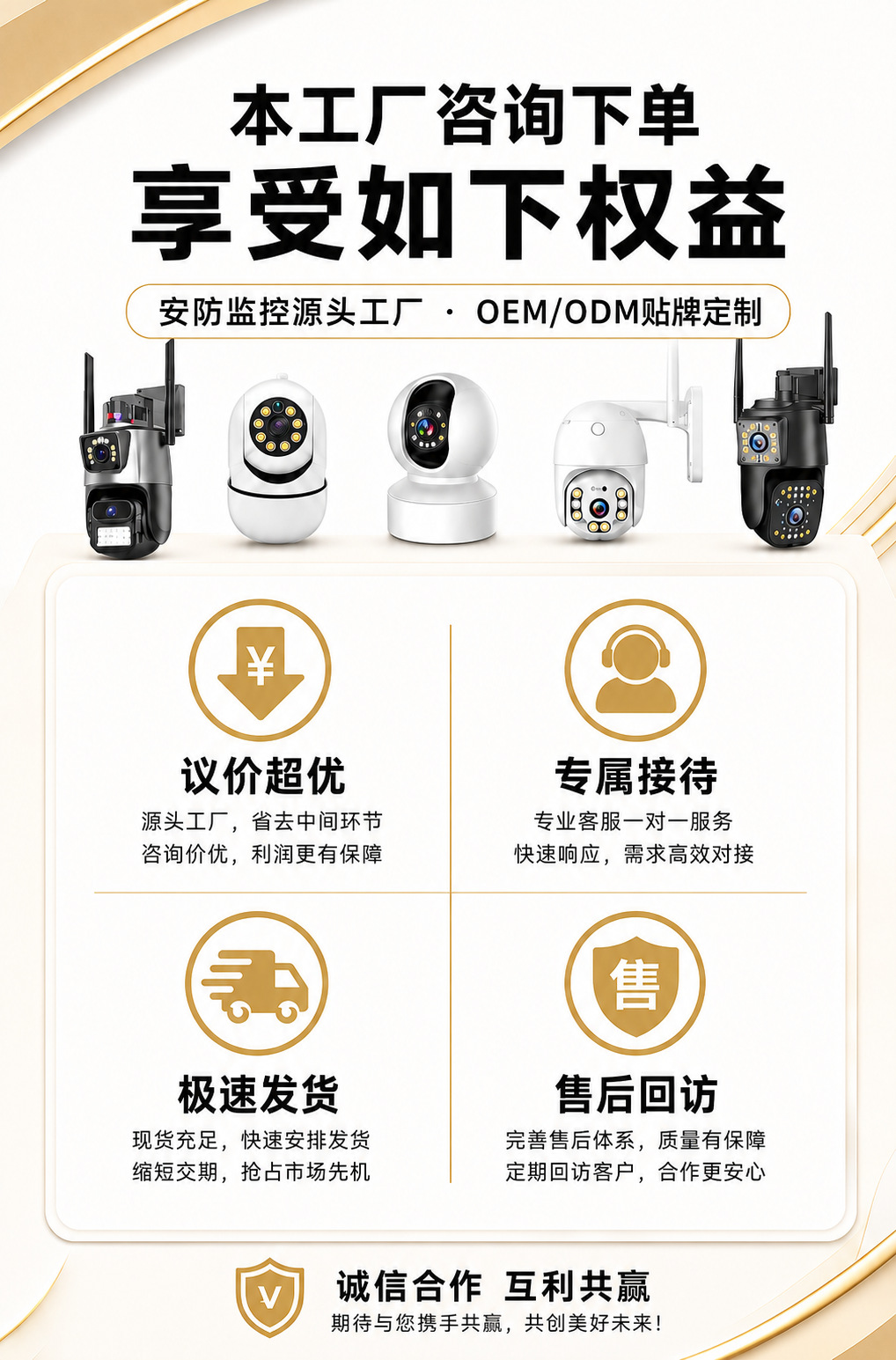 WiFi surveillance camera with night vision, full color, smart