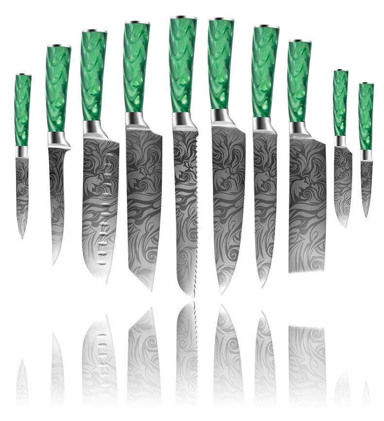 Damaszener-Muster Messerset, 7-Zoll Santoku, Entbeiningmesser