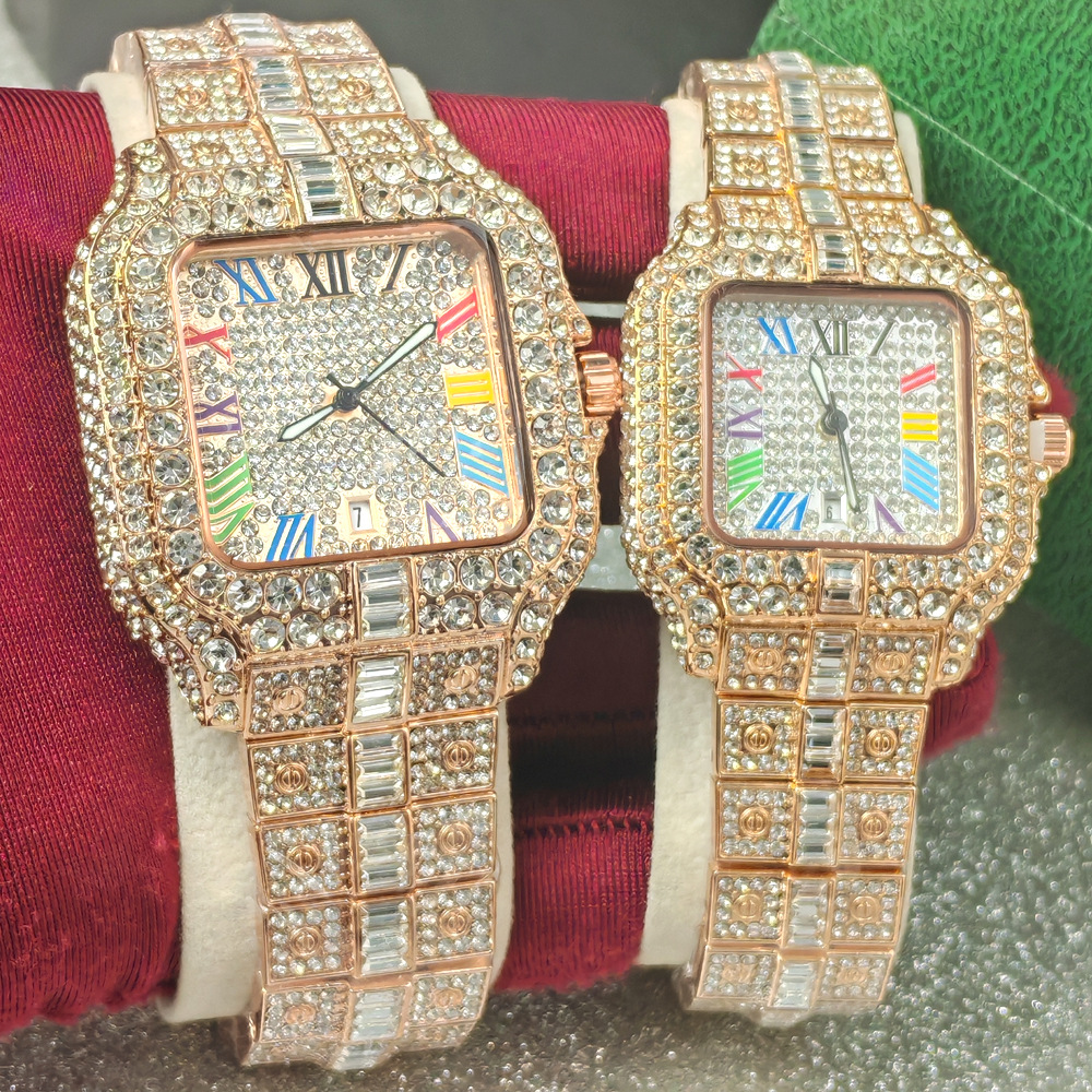 Herren-Quarzuhr, diamantbesetzt, Hip-Hop-Stil, Luxusdesign