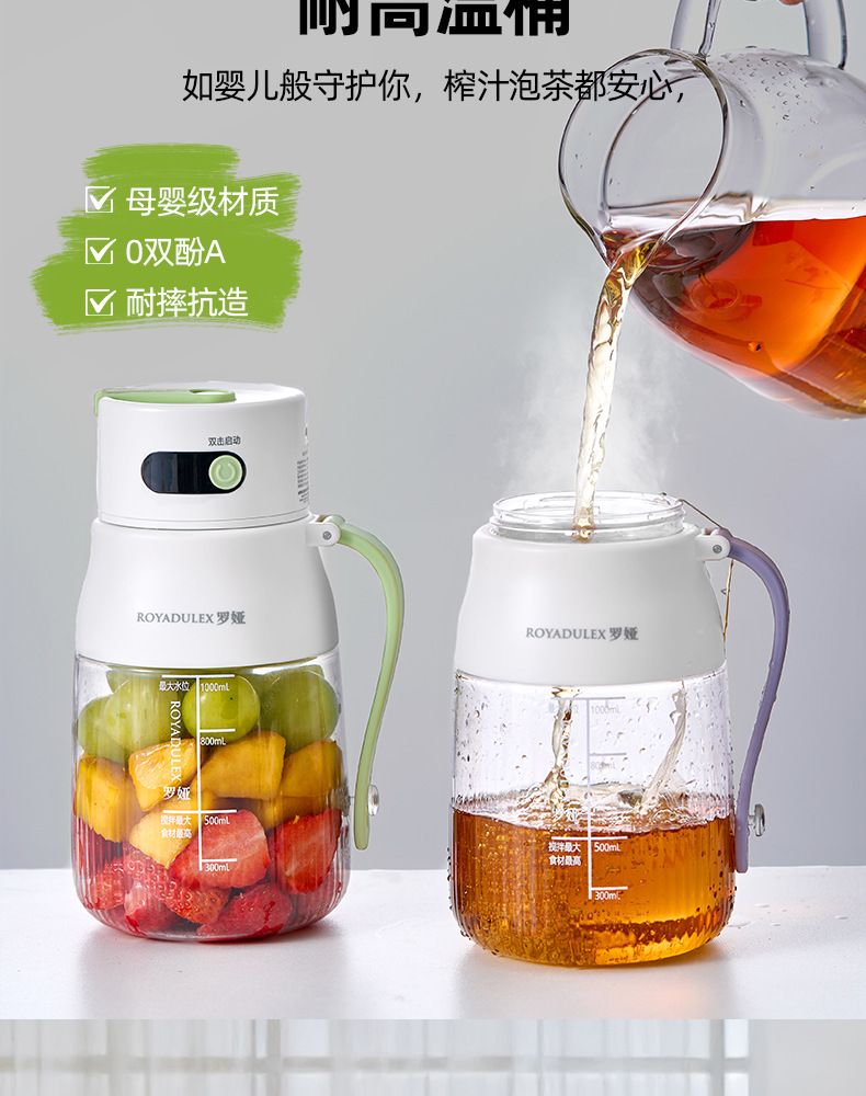 Fruit juicer, portable, large capacity