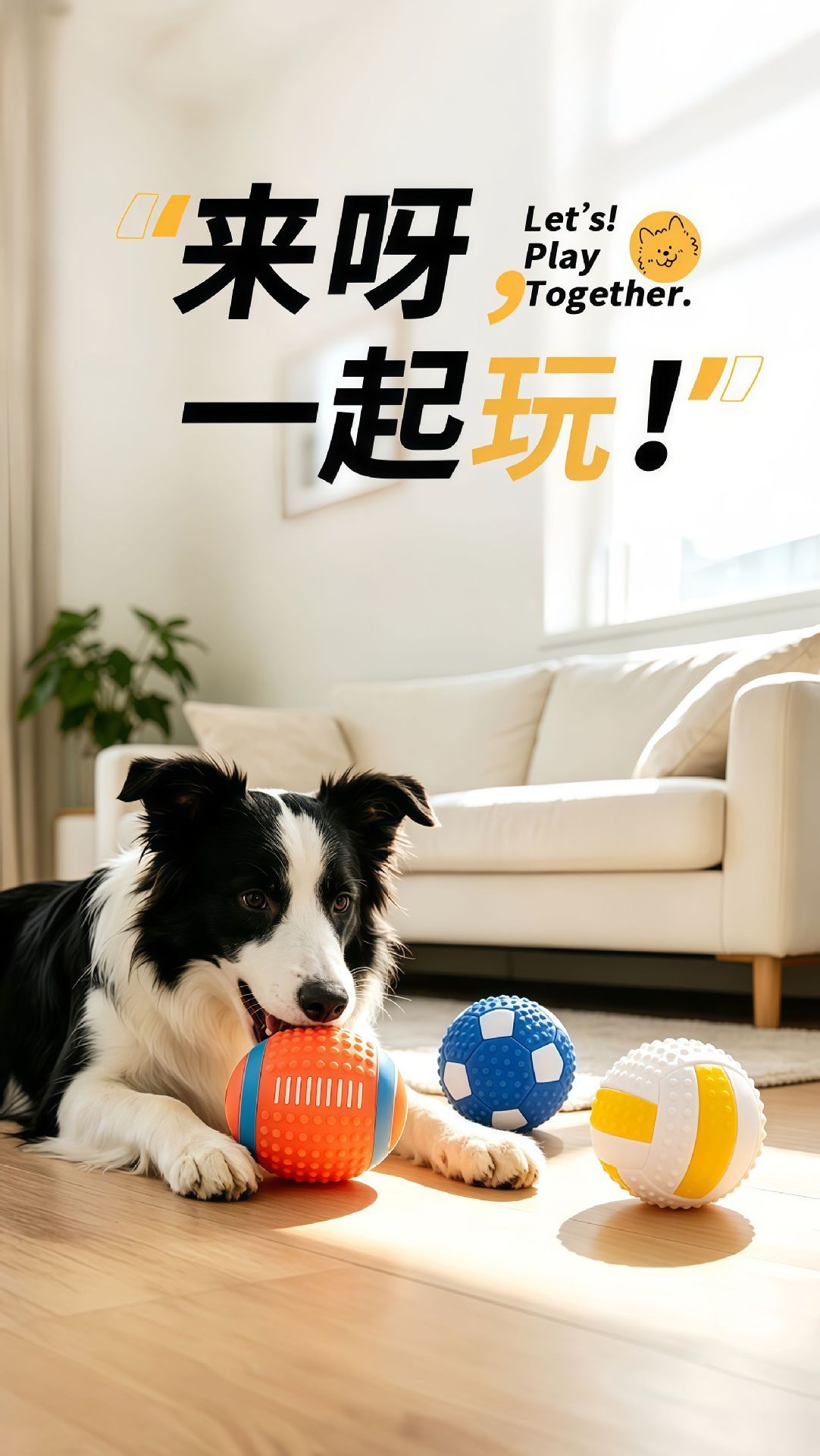 Hundespielzeug-Ball mit Ton, bissfest zur Zahnreinigung