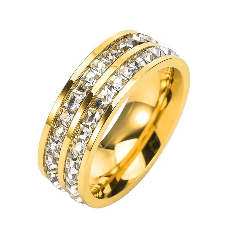 Titanium steel star ring zircon couple matching rings