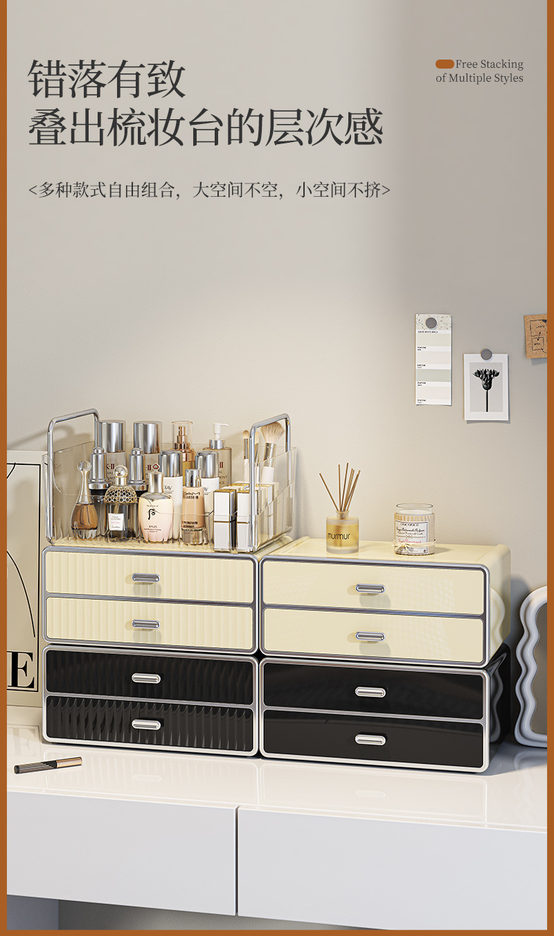 Cosmetics storage box with drawers, dustproof