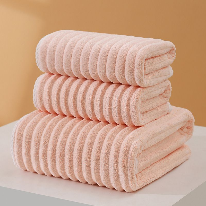 Mercan polar havlu ve banyo havlusu hediye seti, 3'lü