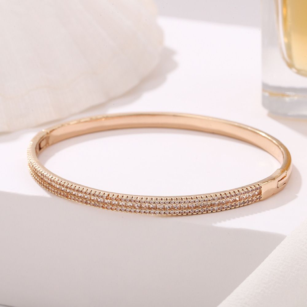 Copper bracelet with rhinestone, gold and silver options