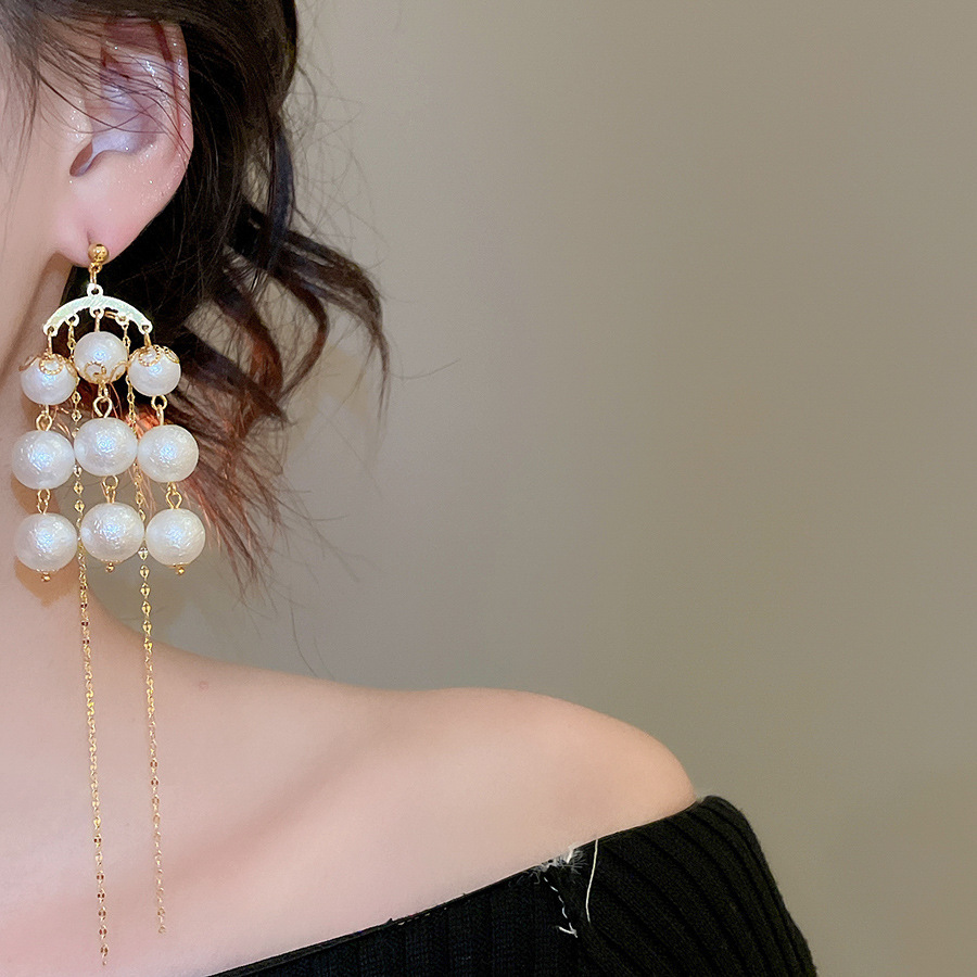 Zircon geometric pearl stud earrings, French style