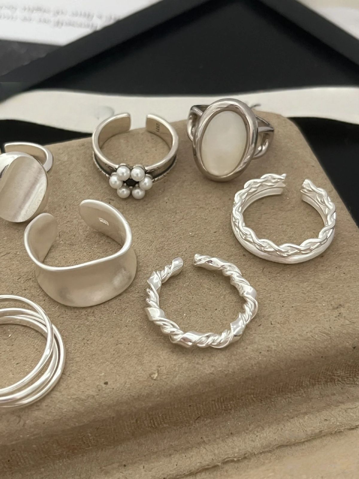 春季新款素圈925纯银戒指女小众高级感设计简约轻奢ins风开口指环