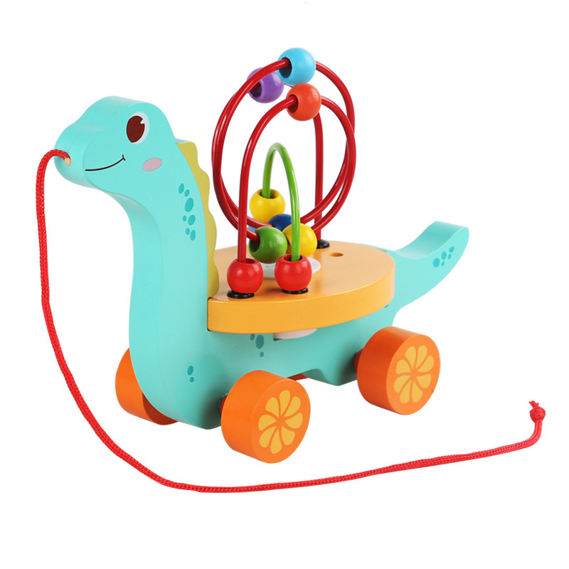 Three-track bead maze pull toy with music