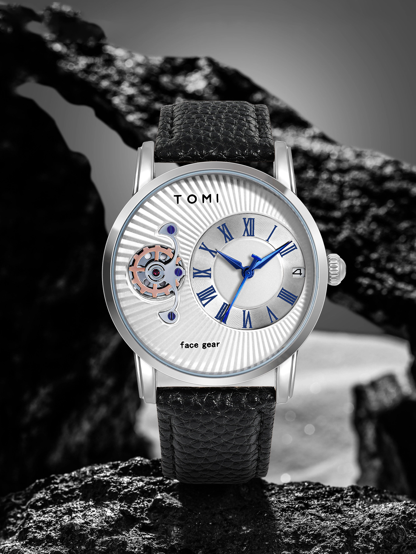 TOMI Face Gear Erkek Saati Kuvars Deri