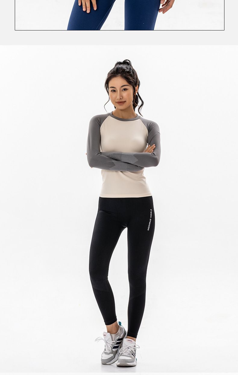 时尚新款瑜伽服女秋冬运动上衣紧身速干跑步健身普拉提训练服批发