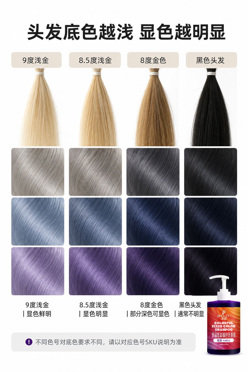 现货批发首品固色洗发水持久护色染后锁色护色专用紫灰色蓝色粉色
