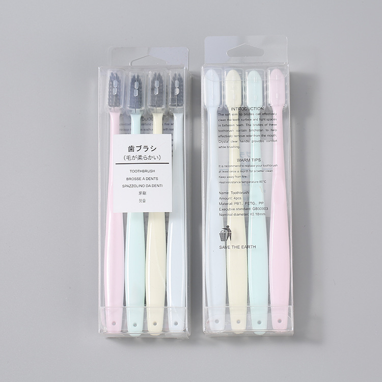 Japanese-style toothbrush 4-pack, medium soft bristles