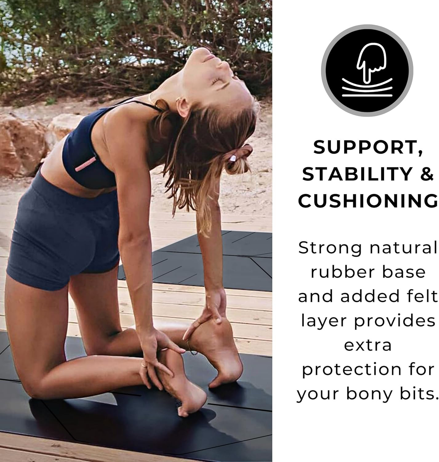 PU natural rubber yoga mat, sweat-absorbent, non-slip