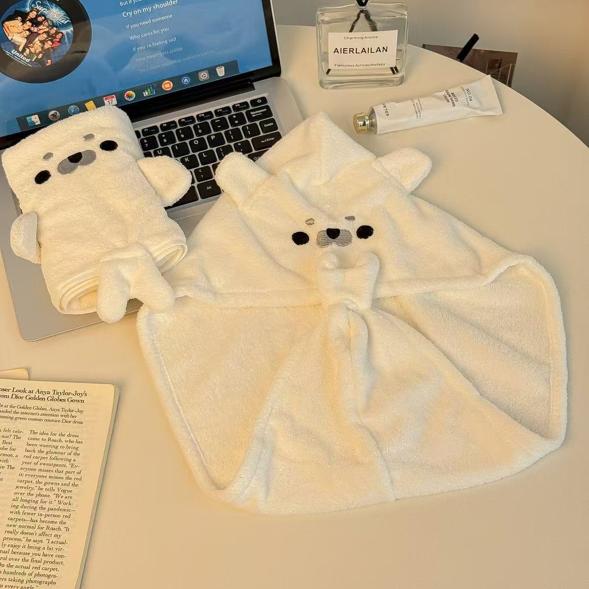 Seal-print bath towel set, 3-piece