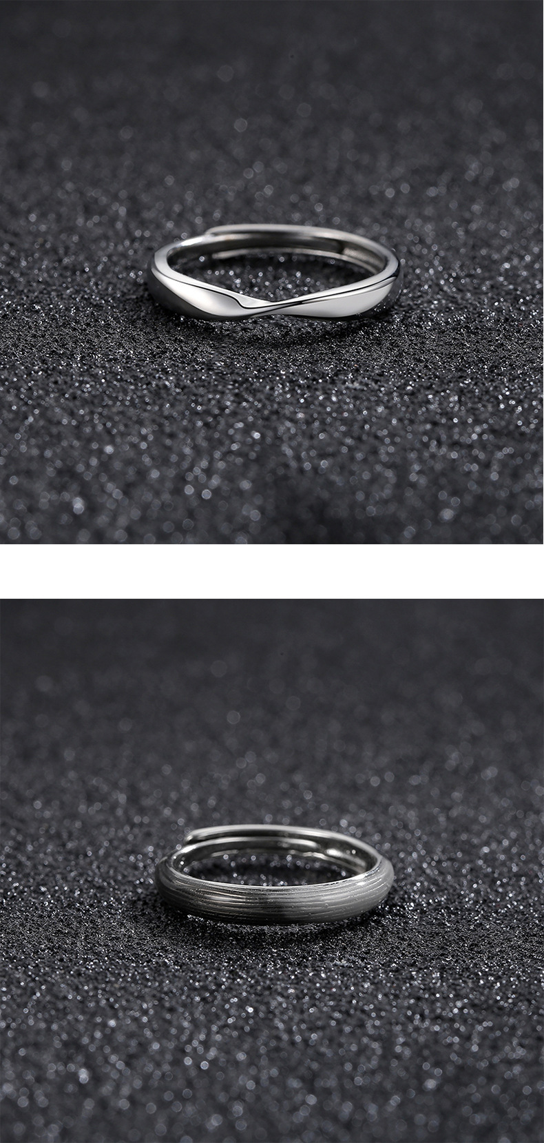 Men's combination stacking ring, retro open style