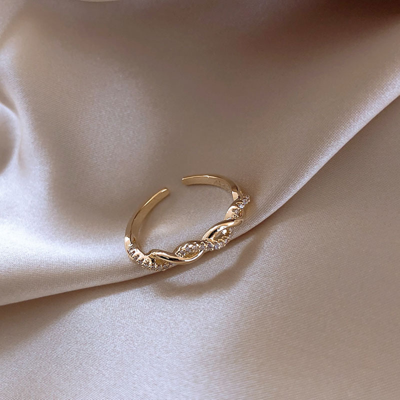 Geflochtener Ring Damen, luxuriöses offenes Design mit Kristallsteinen