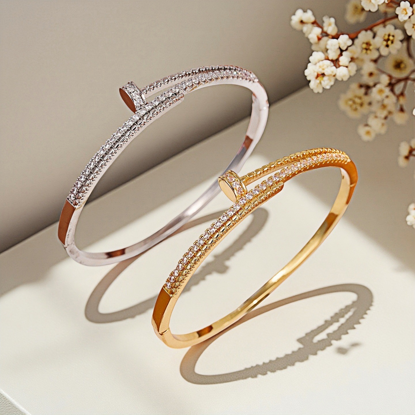 Armband, kupferplattiert, Zirkonia mit Sternenmotiv