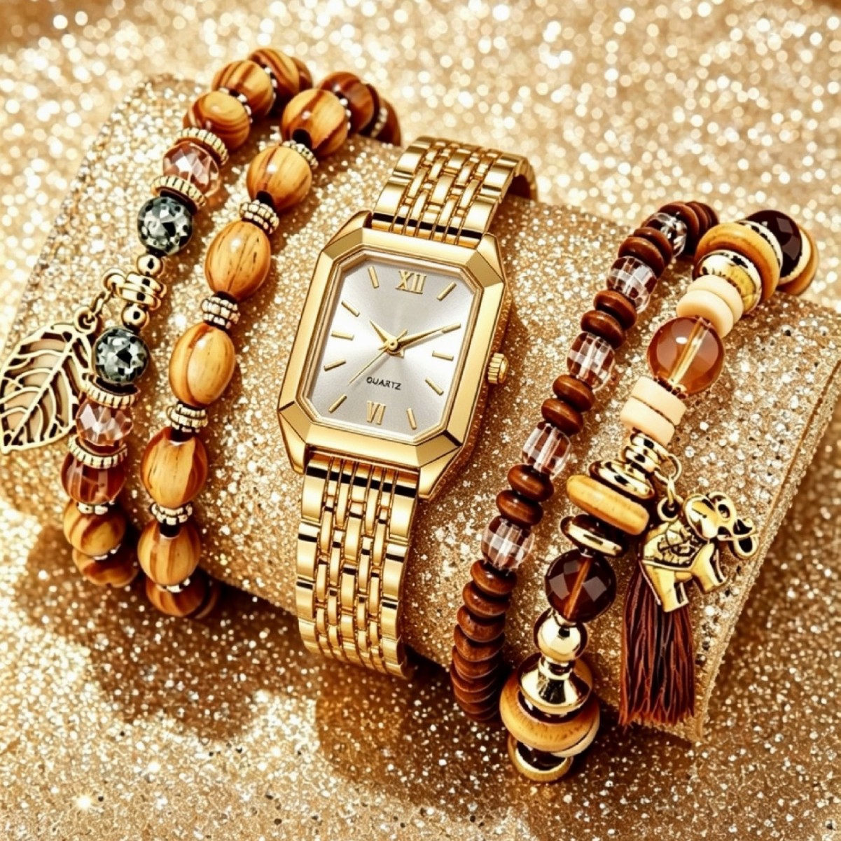 Women's Square Quartz Watch Luxury Steel Strap