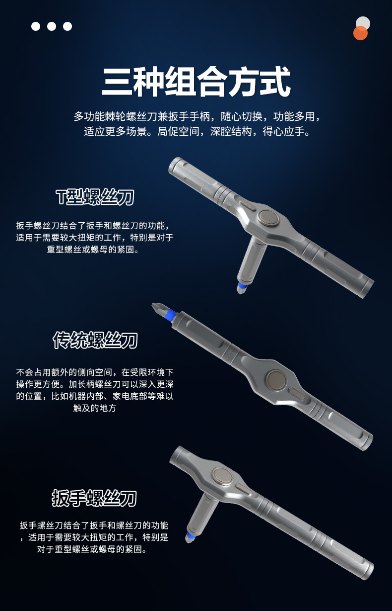 66合一棘轮螺丝刀套装S2批头强磁省力正反转汽修家用拆机维修工具