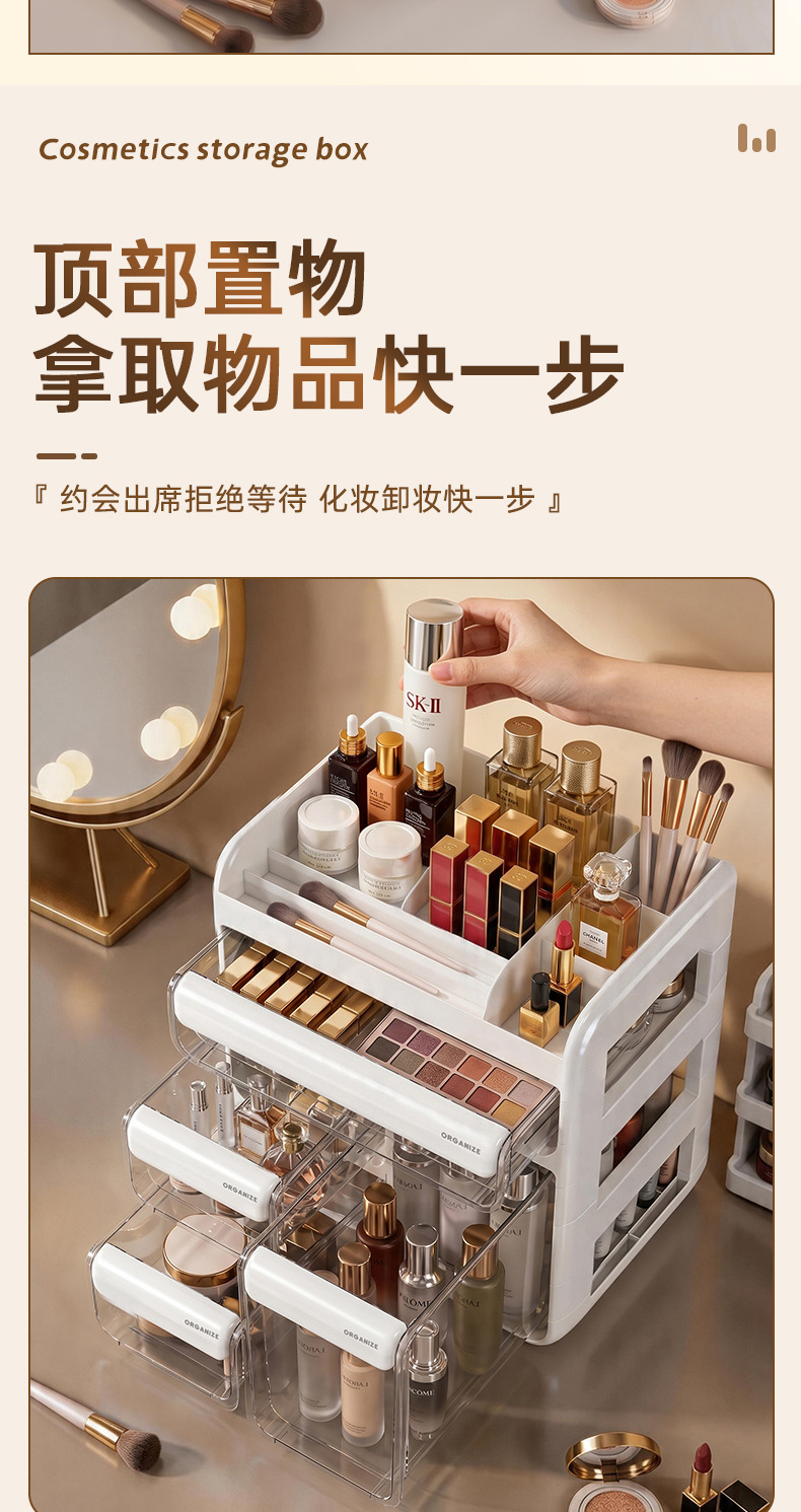 Multifunctional drawer cosmetic storage box