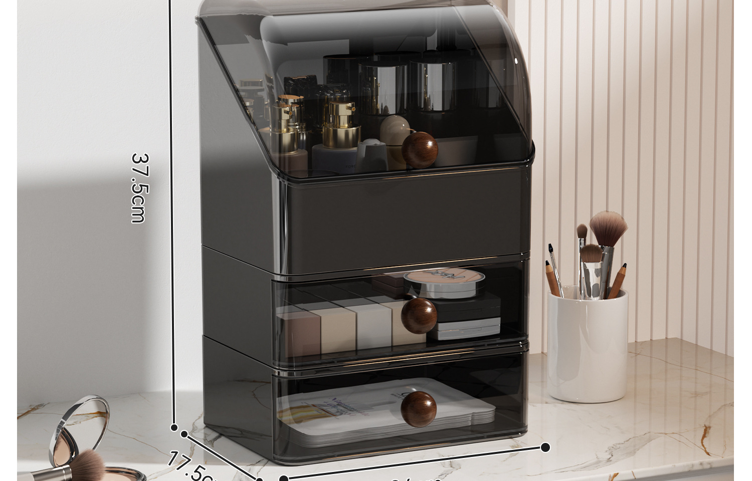Schminktisch-Kosmetik- und Lippenstift-Organizer mit Schublade staubdicht