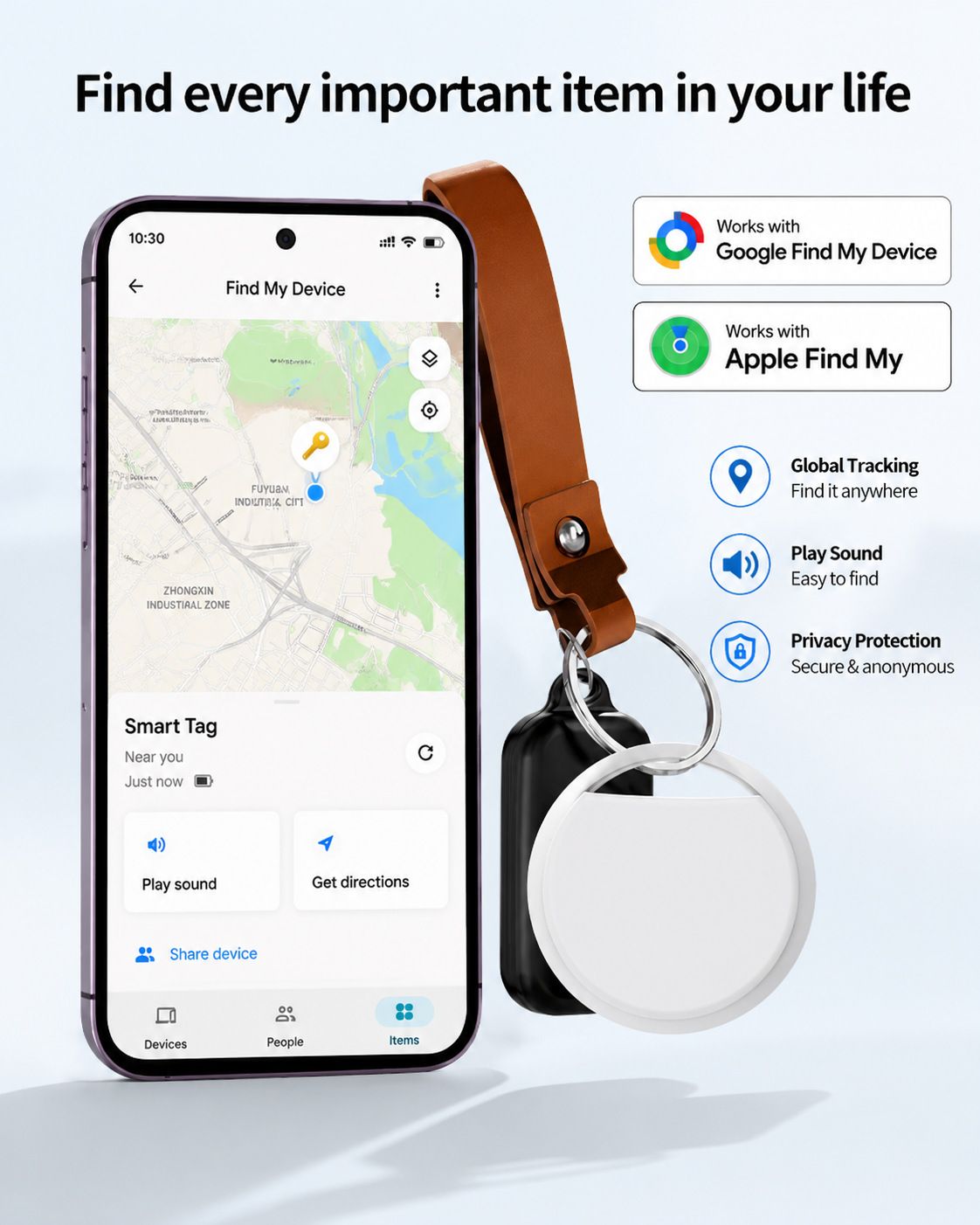 AirTag compatible tracker for Apple and Google devices