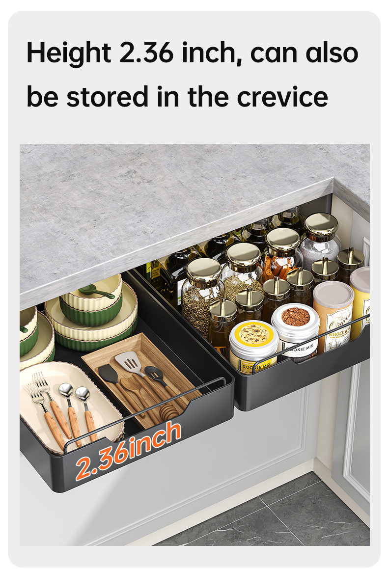 Kitchen Pull-Out Storage Rack Spice Organizer Black