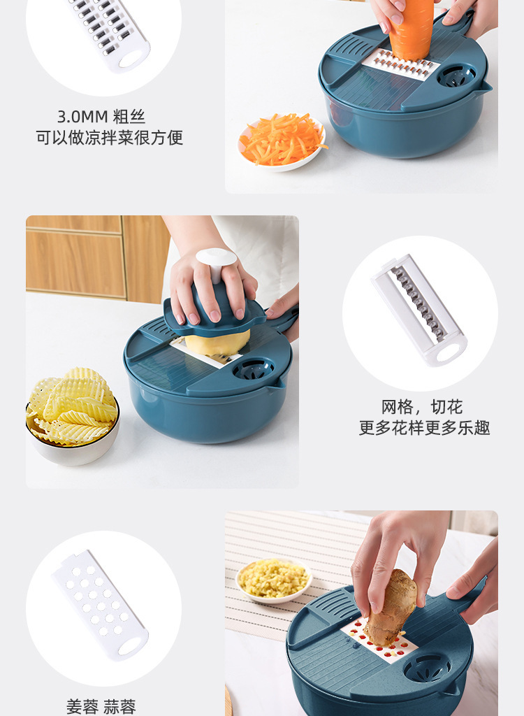 Multifunctional manual vegetable shredder and grater