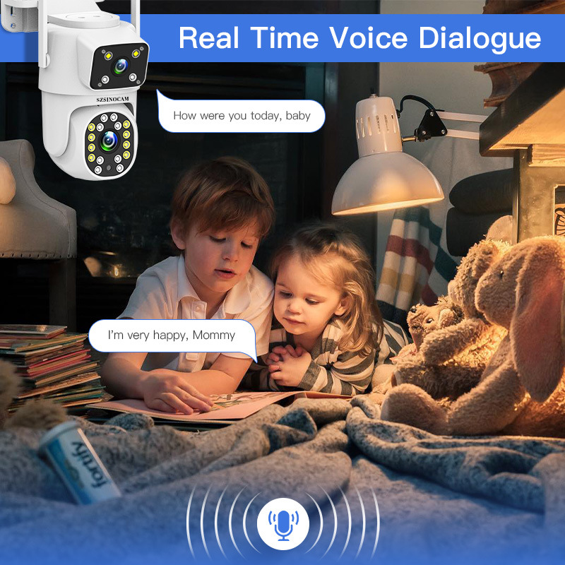 Dual-lens 2.4GHz wireless camera home security two-way intercom
