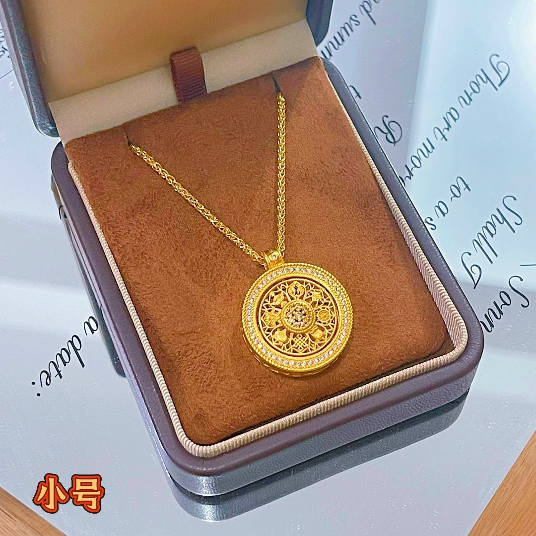 Vietnamese gold compass pendant rotatable women necklace