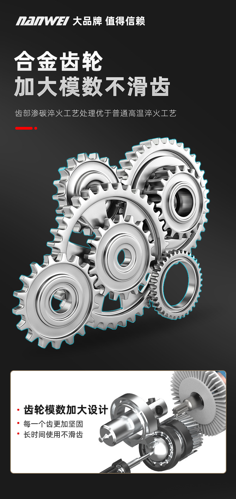 Nanwei elektrik çekiçi, fırçasız motor, lityum pilli, 3-in-1 set