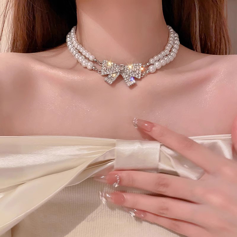 Strass-Quasten-Halskette, edles Design Schlüsselbein-Kette