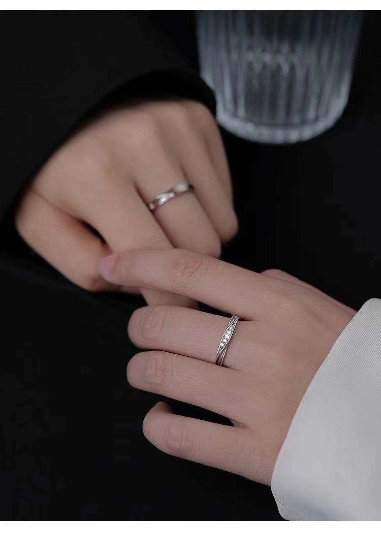 S925 sterling silver Mobius couple ring