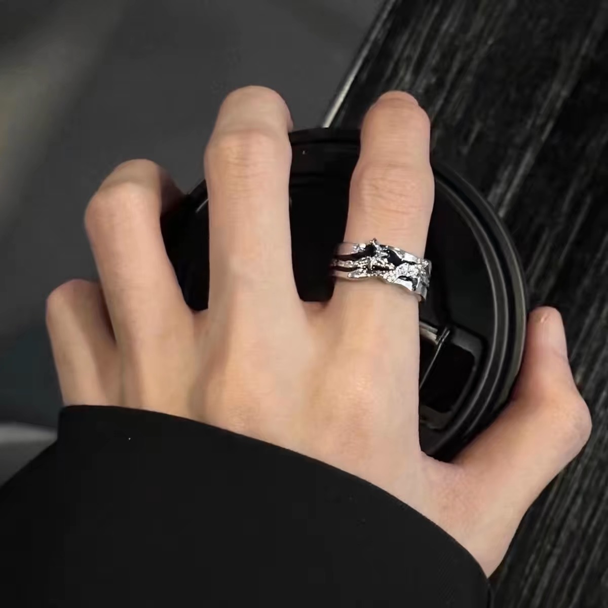 Star Burst Ring, Men and Women, Dark Style, Luxury