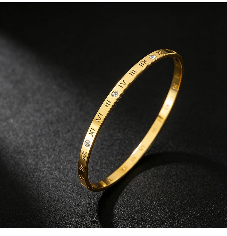 Titan-Stahl Armband, 18K vergoldet, 10 Steine mit Schiebeknoten