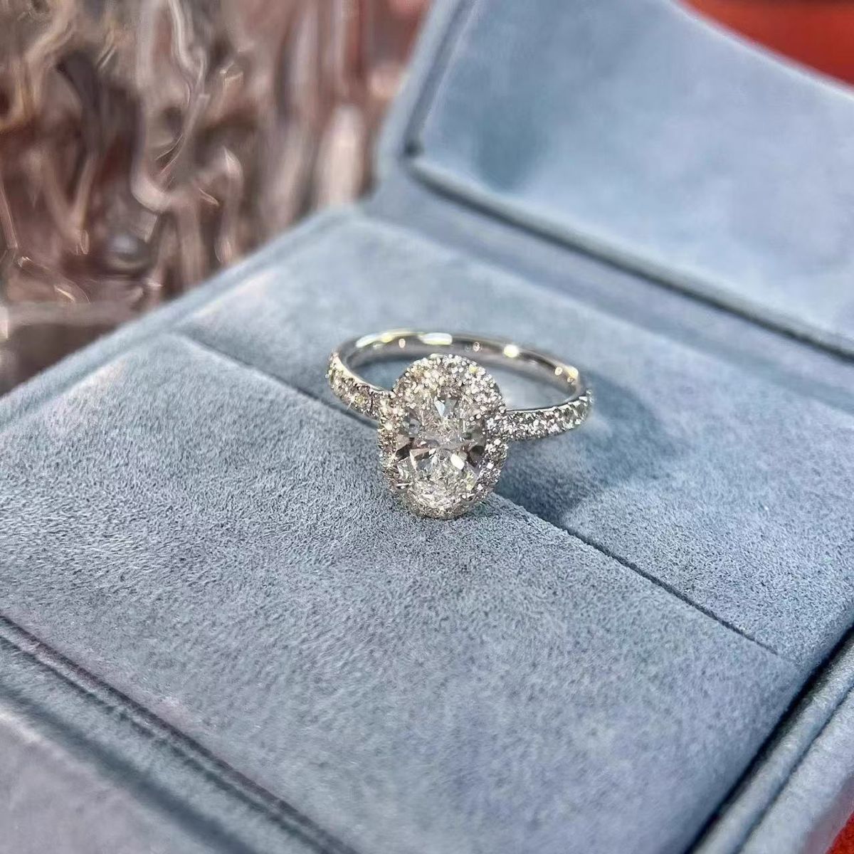 Moissanite Oval Ring, Adjustable, Unique Design