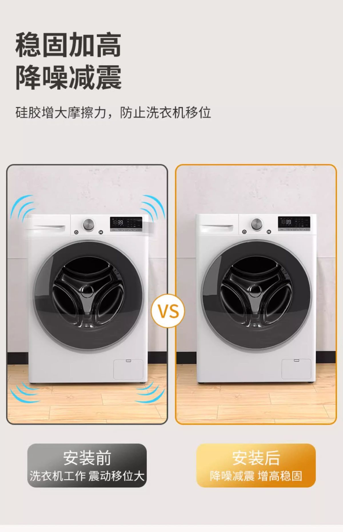 Washing machine pad, non-slip, vibration damping
