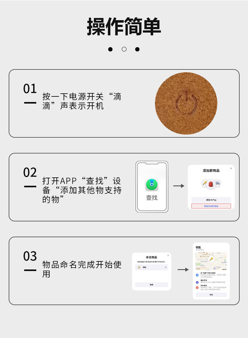 iOS location tracker, wallet style, anti-loss device