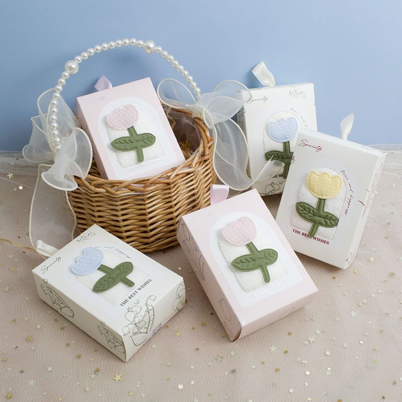 Tulpen-Handtuch-Geschenkset, 4-teilig