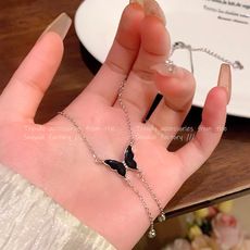 Blaues Diamant-Muschelarmband und Halskettensatz