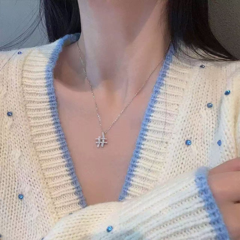 S999 Sterlingsilber Halskette Damen Zirkonia Schlüsselbein-Kette