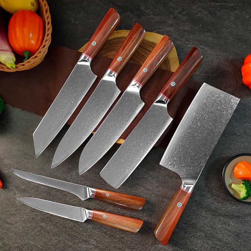 Damascus chef knife set, Japanese style
