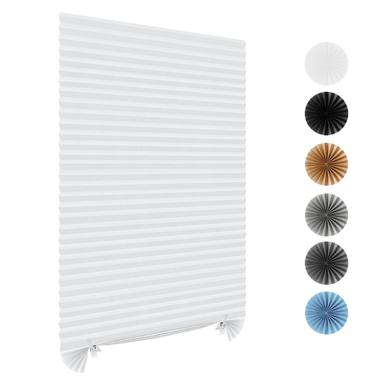 Self-adhesive pleated blind, blackout, bedroom