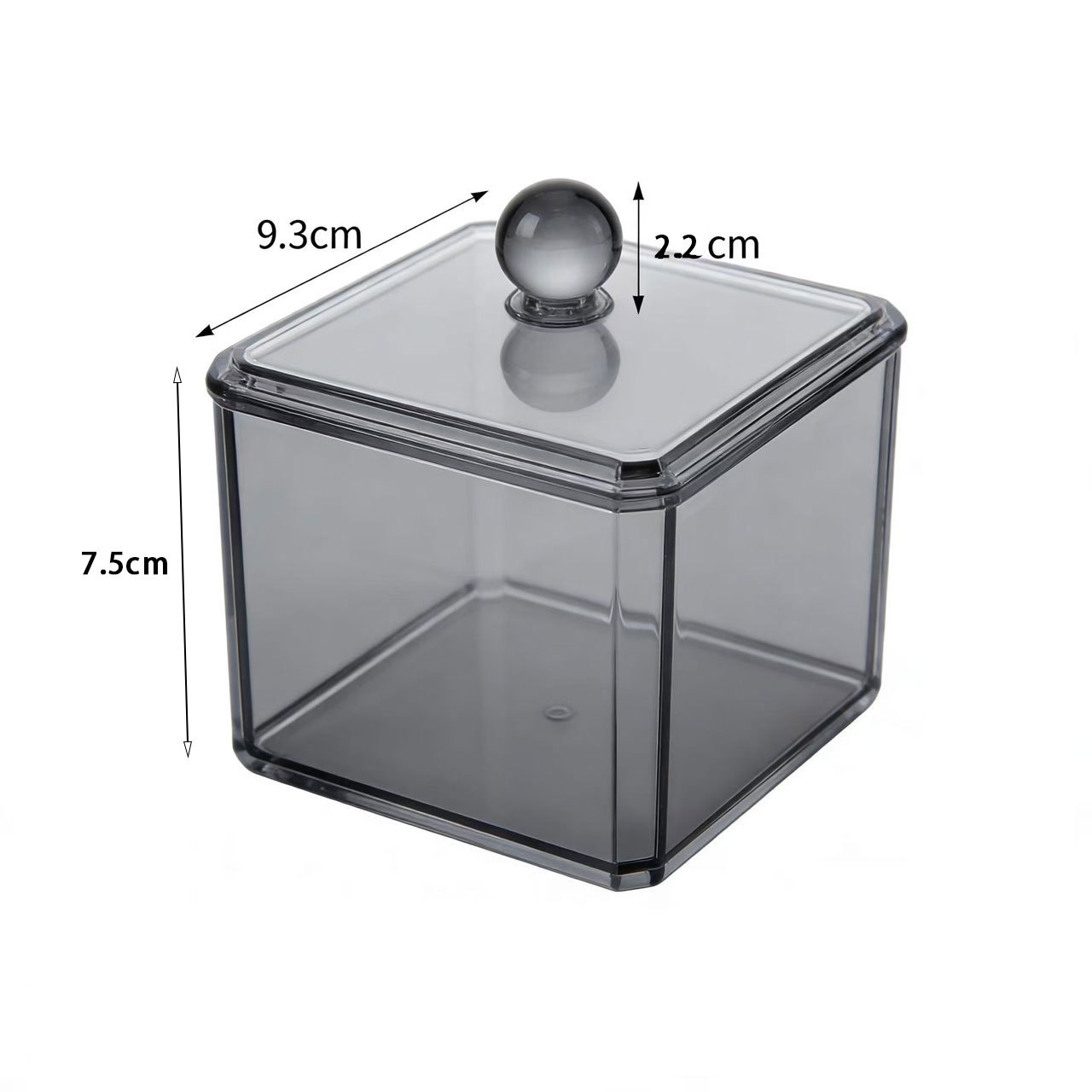 Acrylic Cotton Swab Storage Box, Transparent Gray Stackable Cosmetics Organizer