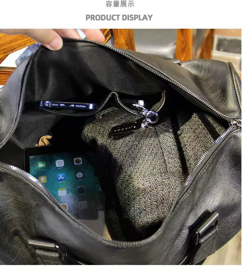 Herrenreisetasche, echtes Leder, Schuhfach, Bordgröße